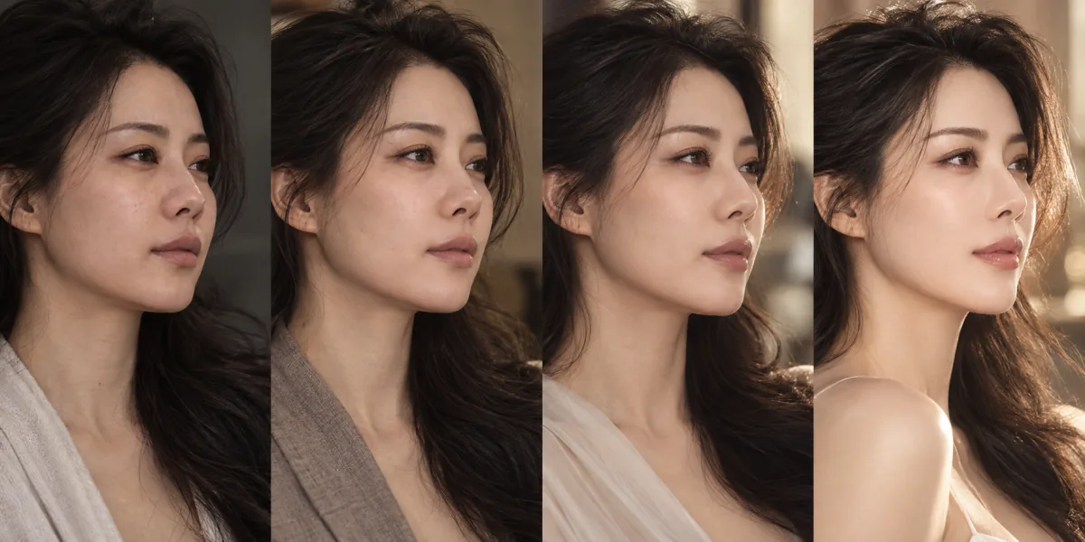 同一中国女性的分阶段恢复案例示意